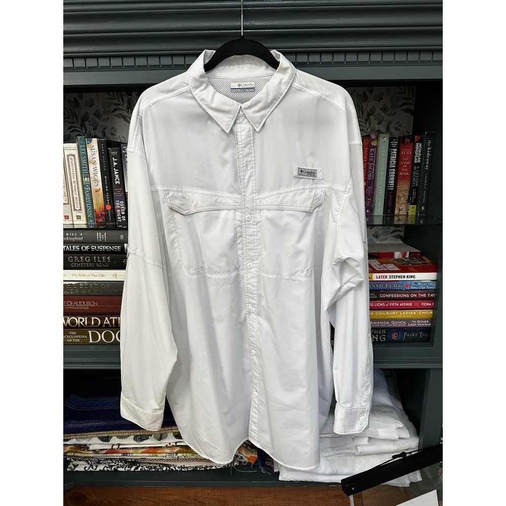 Columbia PFG Shirt Mens 2XL White Button Up Fishing Performance Vented Long Slv - Picture 2 of 14